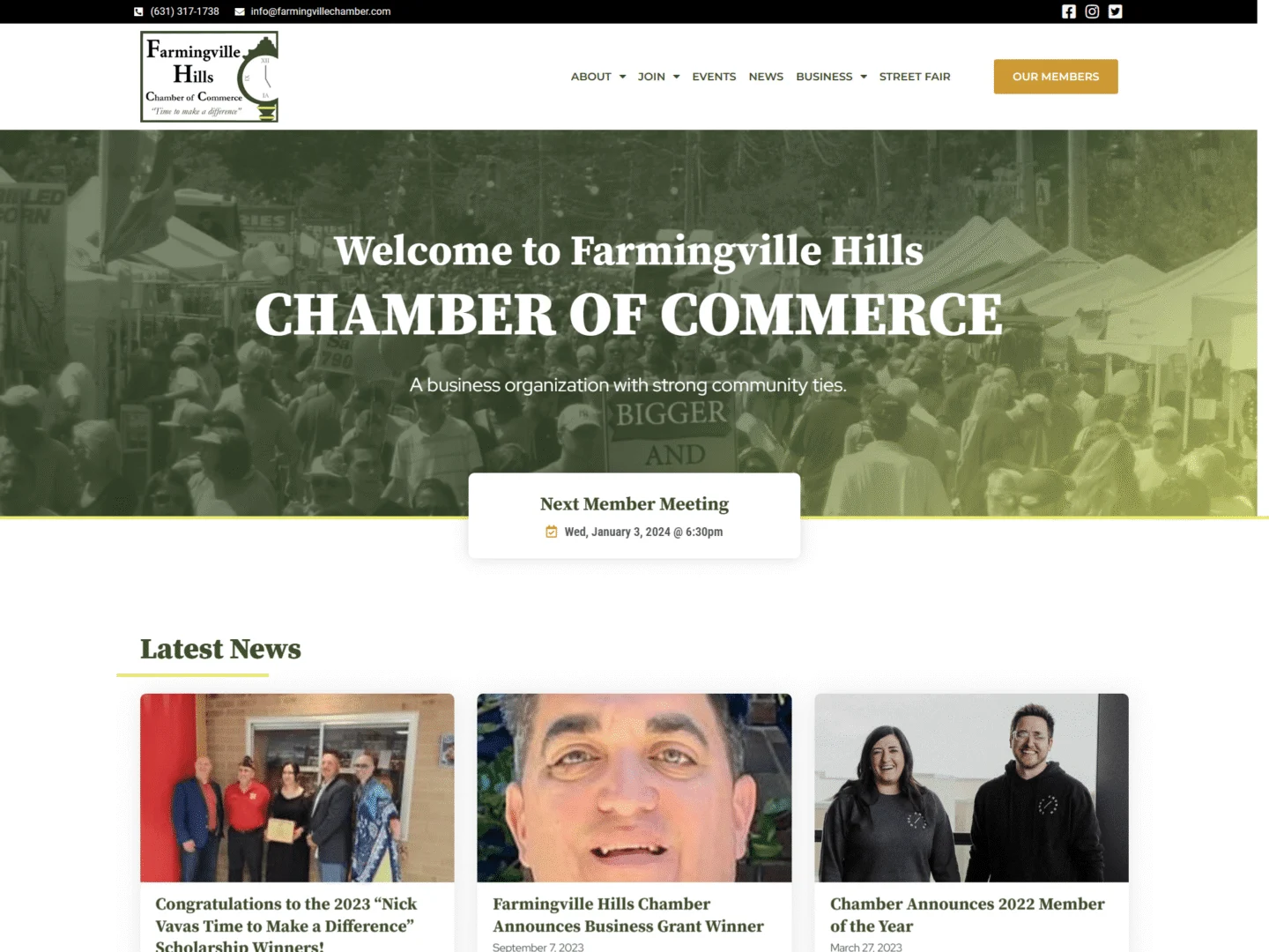 Farmingville Chamber website screenshot