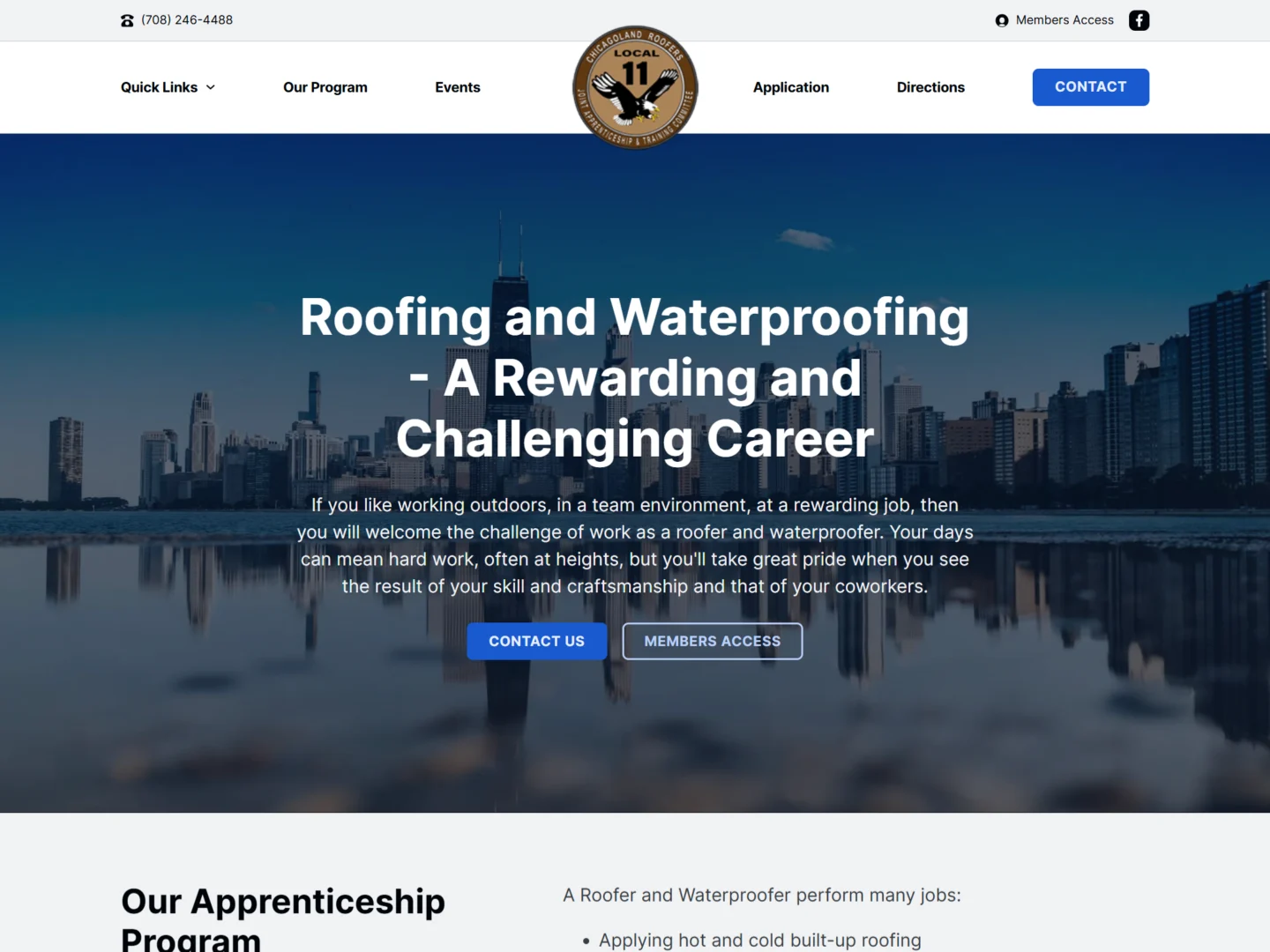 Chicagoland Roofers JATC website screenshot