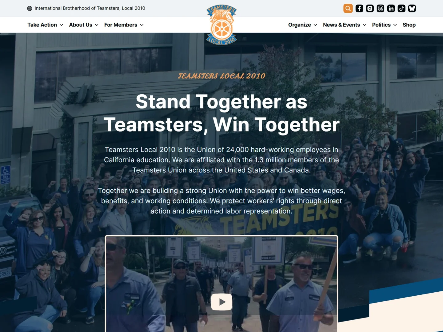 Teamsters Local 2010 website screenshot