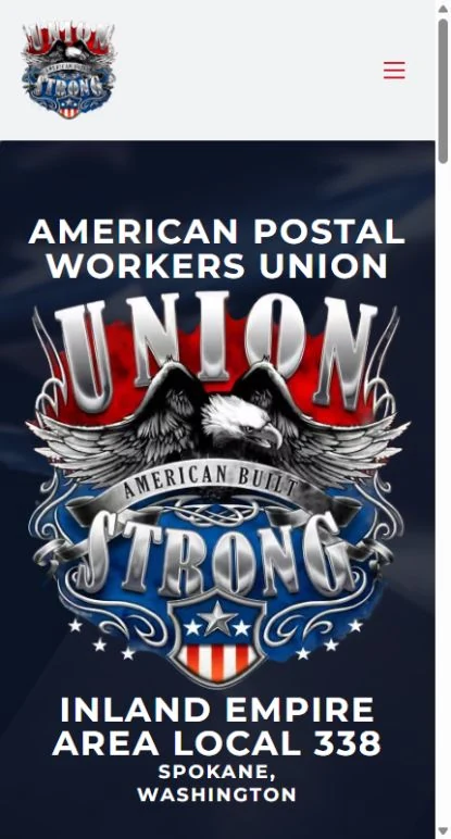 Actual mobile website view for APWU Local 338