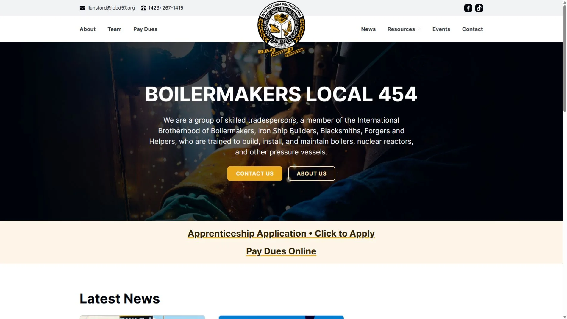 Boilermakers Local 454 website screenshot