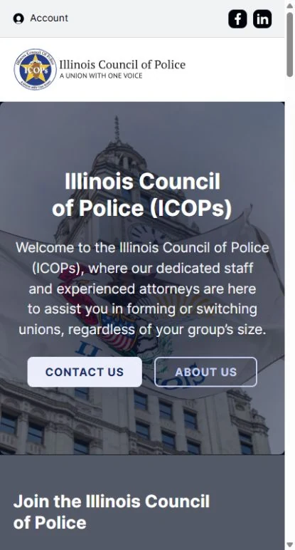 Actual mobile website view for Illinois Council of Police
