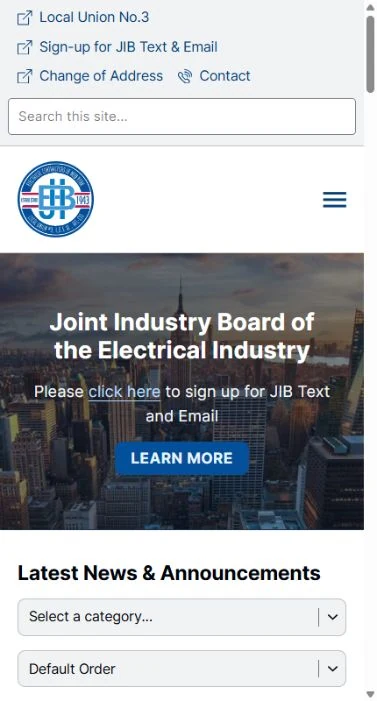 Actual mobile website view for Joint Industry Board (JIBEI)