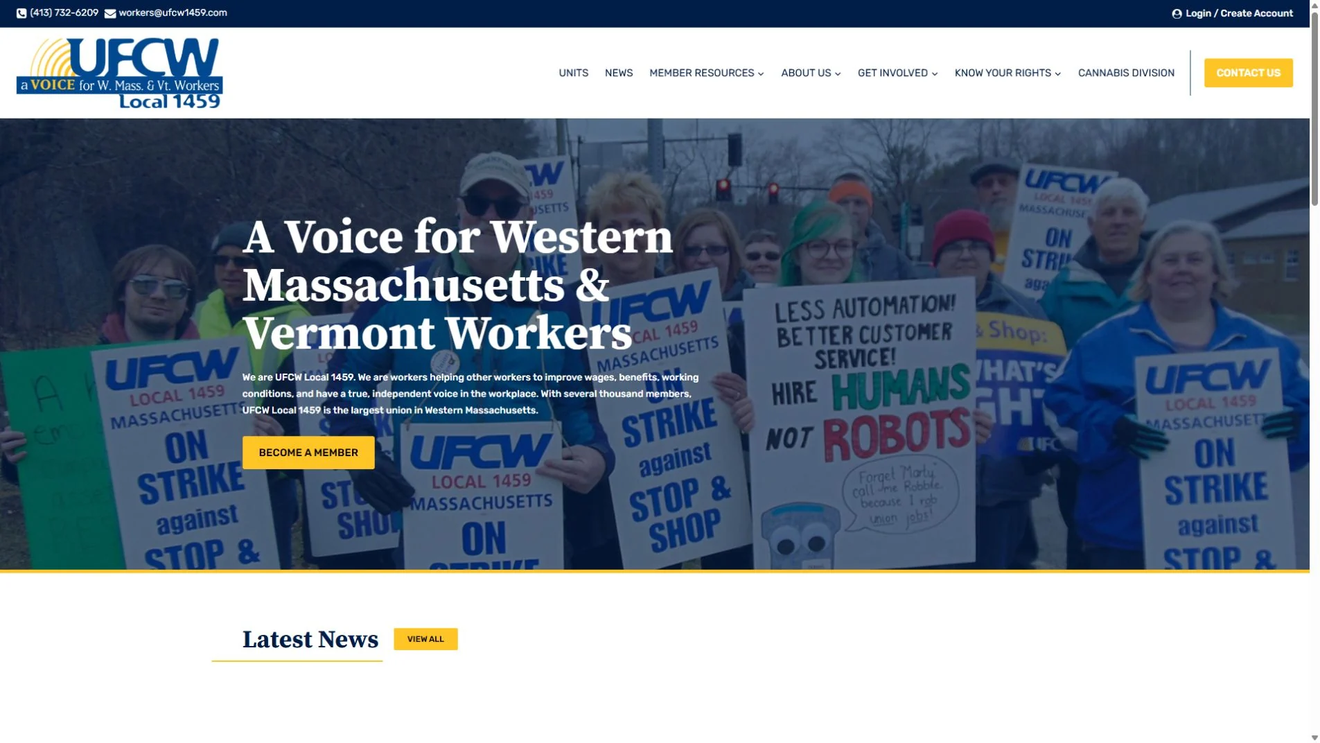 UFCW 1459 website screenshot