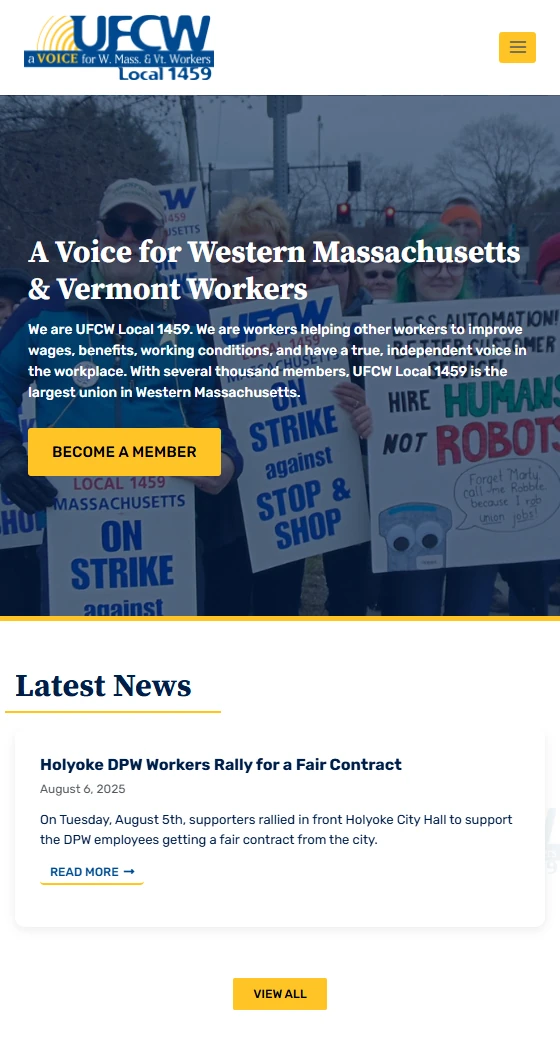 Actual mobile website view for UFCW 1459