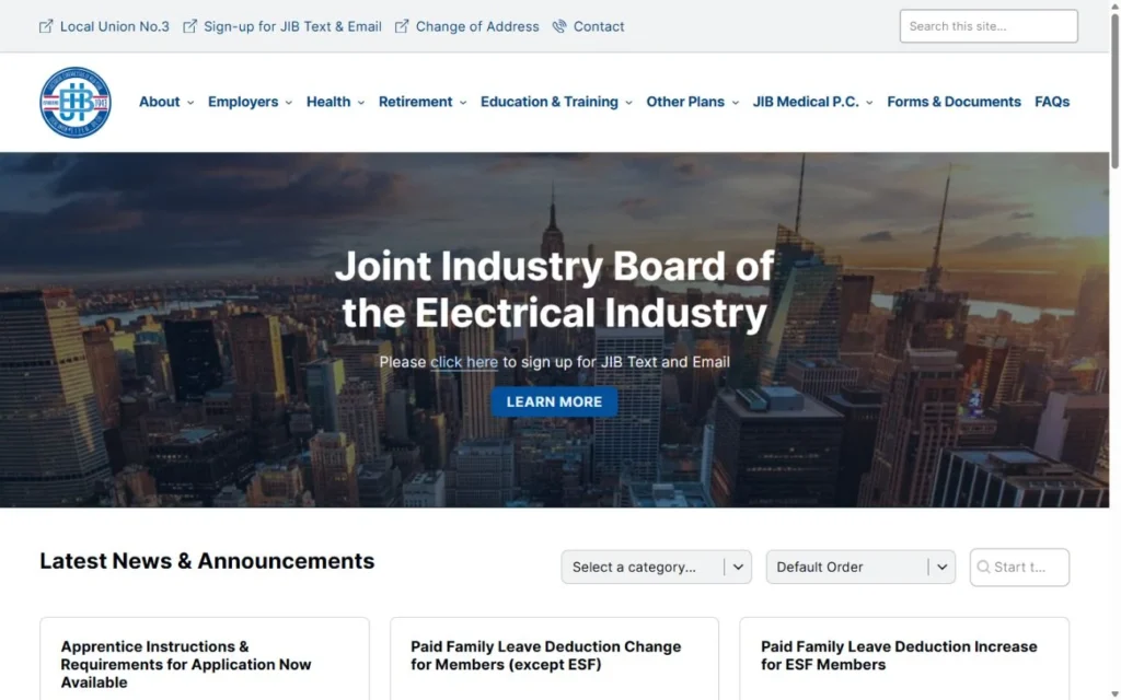 Joint Industry Board (JIBEI) website screenshot