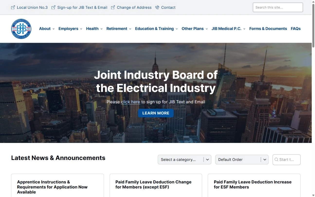 Joint Industry Board (JIBEI) website screenshot